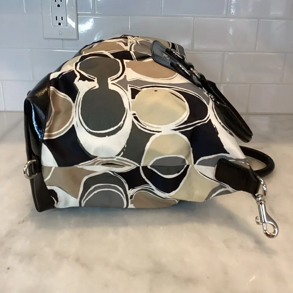 Coach Purse Handbag F17650 Multicolor Sateen Ashley Scarf Print Satchel Bag